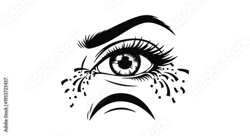 Close-up of a woman's eye shedding tears, conveying sadness and distress.