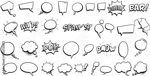 Comic Speech Bubbles Vector Set: Retro Dialog Icons and Cartoon Elements for Chat and Message Designs