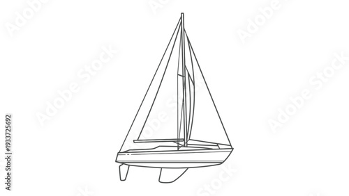 Sailboat in Calm waters: A sleek sailboat glides effortlessly across the calm waters, its mast reaching towards the sky.