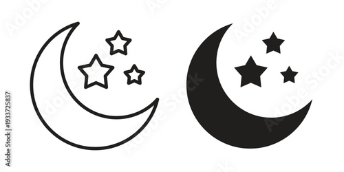 Moon stars icon on white background. Simple vector illustration for graphic and web design