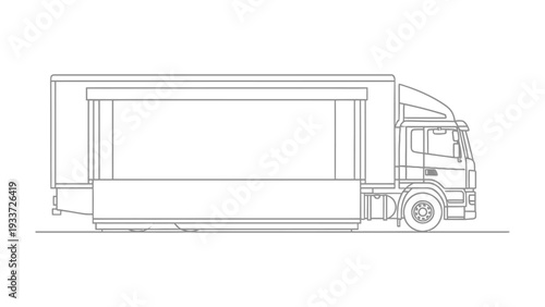 Logistics Journey: A monochrome sketch of a large goods vehicle, showcasing the precision and efficiency of modern transport.
