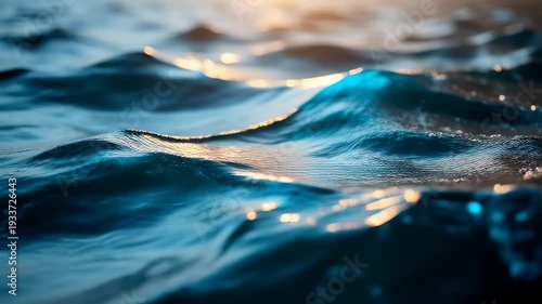 Gentle Ocean Waves Reflecting Sunlight at Dusk on Calm Water Surface