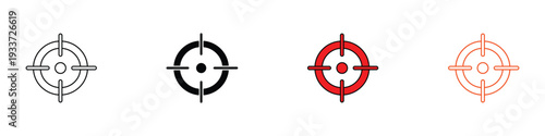 Crosshair target aim icon set. Sniper scope symbol for shooting, goal orientation, and accuracy. Vector Illustration.