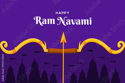 happy ram navami background illustration in flat design