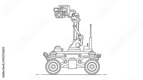 Robotic Explorer: A meticulously detailed illustration captures a state-of-the-art robotic explorer, showcasing its complex engineering and futuristic design.