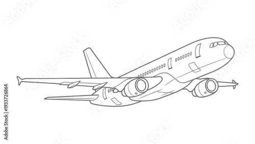 Soaring Passenger Jet: An outline of an airplane ascends gracefully, its form delineated against the vast open space, hinting at the journey and destinations awaiting those aboard. 