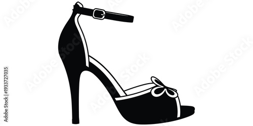 High heel shoe icon, fashion silhouette vector, stiletto graphic design, elegant footwear symbol, stylish women’s accessory logo, flat vector illustration