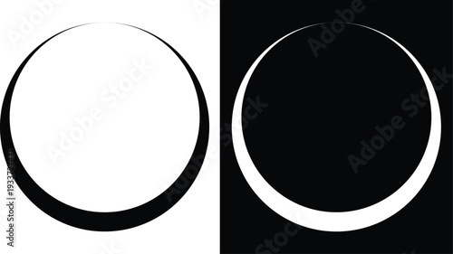 Minimal Black and White Circular Ring Frame Isolated on  Transparent Background