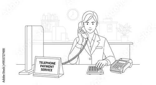 Woman Working at Telephone Switchboard.