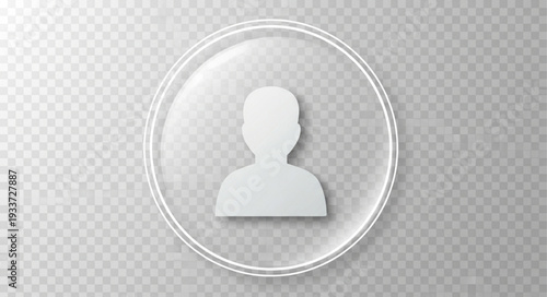 User Profile Icon Silhouette Inside Transparent Circle.