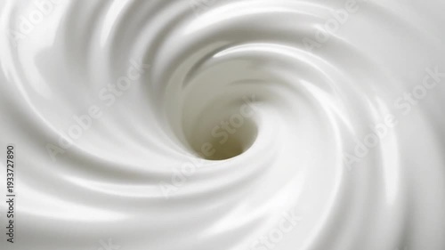 Creamy White Liquid Swirling into a Vortex