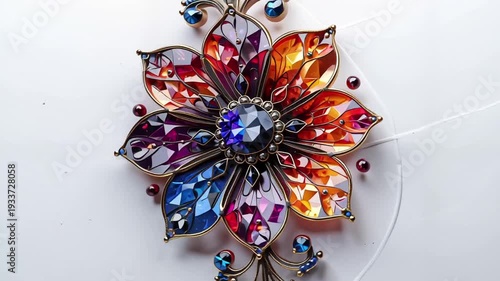 Multicolored Jewelry Flower Brooch Design.