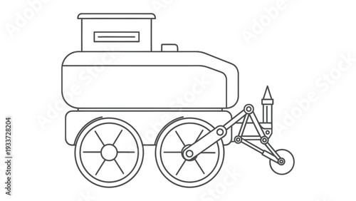 Innovative Rover Blueprint: A detailed blueprint of a cutting-edge rover, showcasing the design and features of advanced exploration technology.