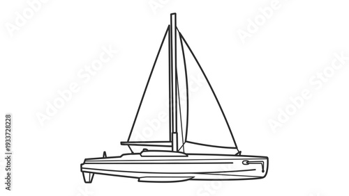 Sailing Boat Illustration: A detailed illustration of a sailboat in profile, showcasing its elegant design and nautical prowess.