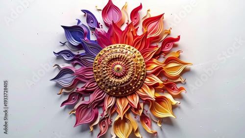 Colorful Sunflower Artwork on Wall.