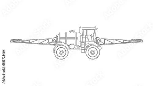 Agriculture Sprayer Illustration: Detailed illustration of an agricultural sprayer, showcasing its design and functionality, perfect for educational materials and industrial presentations.