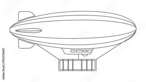 Vintage Airship in Flight: A classic illustration of an airship soaring through the sky, evoking a sense of adventure and nostalgia.