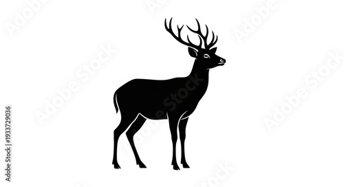 Deer Silhouette with Antlers Standing.