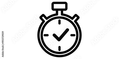 Stopwatch icon, time management symbol, punctuality vector, task completion graphic, deadline reminder design, productivity tool logo, efficiency illustration, flat vector illustration
