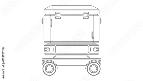 Autonomous Delivery Robot Outline: Clean vector graphic of a futuristic autonomous delivery robot, ideal for representing innovation in logistics.