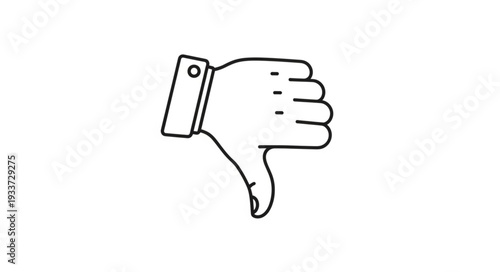 Hand gesture thumbs down simple line drawing icon.