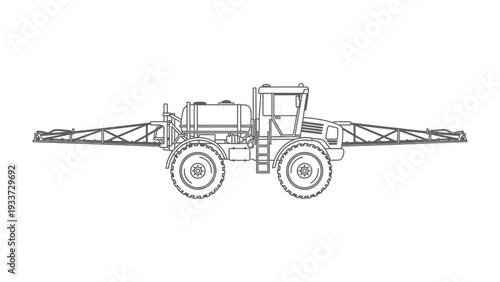 Agricultural Sprayer: The image depicts an agricultural sprayer, meticulously crafted to administer essential treatments to crops with precision and efficiency.