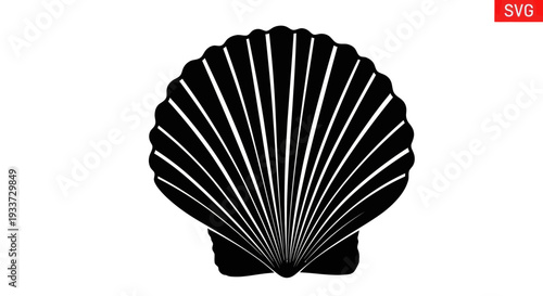 Black and White Scallop Shell Silhouette