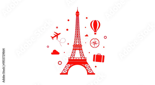 Eiffel Tower Travel Icon Set - Paris France Tourism & Vacation Vector Art