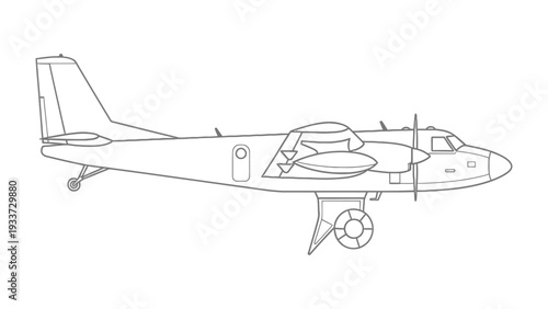 Air Transport Silhouette: A detailed outline of a twin-engine aircraft, showcasing the elegance of aviation design and the marvels of air transport.