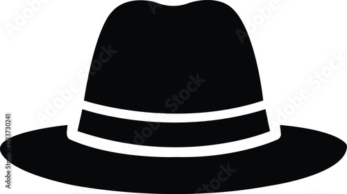 Elegant black Homburg style hat vector with a distinctive brim and ribbon. Classic gentleman's headwear for formal fashion and vintage style.
