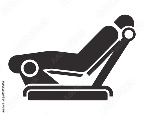 Baby silhouette Black and white reclining chair with wheels and headrest in a minimalist line style