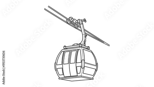 Cable Car Transportation: A graphic depiction of a cable car, suspended mid-air by a strong cable. Evoking a sense of adventure, this image is perfect for travel-related projects.