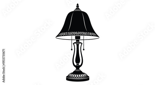 A striking black lamp with ornate details is presented as a bold silhouette high quality professional detailed modern