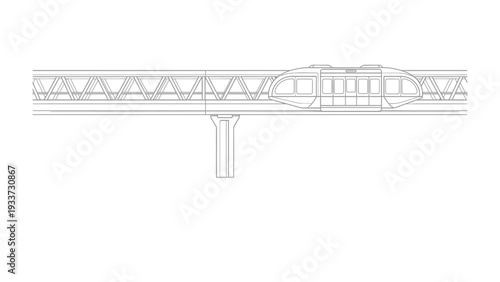 Future Transport System : An illustrative view of a futuristic monorail system, gliding seamlessly along its track, symbolizing progress and innovation in transport. 
