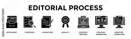 Editorial Process Banner Web Icon Vector Illustration Concept For Ensure Content Quality From Draft To Approved Publication