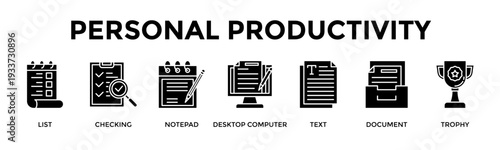 Personal Productivity Banner Web Icon Vector Illustration Concept For Boost Efficiency By Tracking Tasks And Achieving Goals