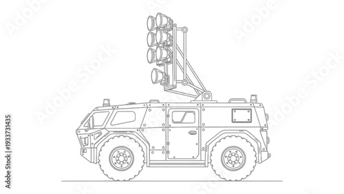 Military Vehicle with Spotlight System: This military vehicle is a modern marvel of engineering and technology, boasting a sophisticated spotlight system designed for optimal visibility.