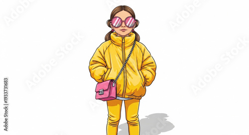 Young Girl Wearing Yellow Jacket.