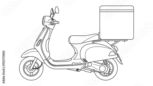 Sleek Delivery Scooter: A detailed illustration of a stylish scooter equipped for efficient deliveries, representing urban mobility and service