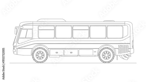 Bus Outline: A sleek and modern bus, depicted in an elegant outline, perfect for various design applications. 