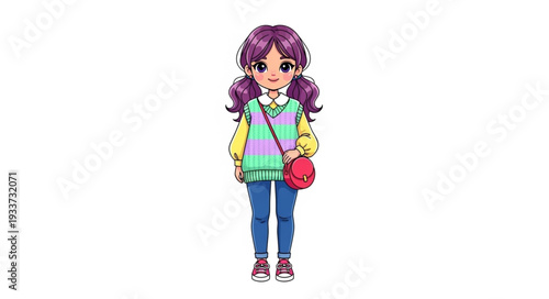 Young Girl with Purple Hair.