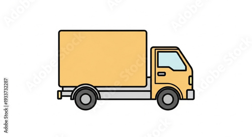Yellow Delivery Truck Illustration Vehicle.