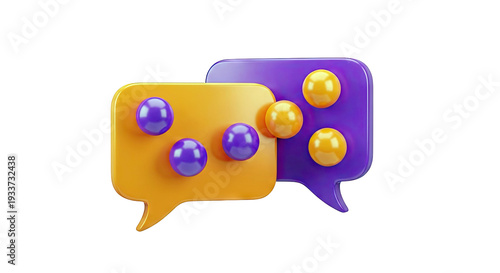 3D Orange and Purple Chat Bubbles with Spheres
