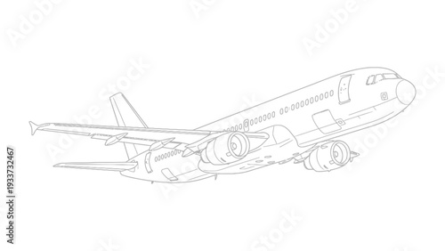 Aviation Blueprint: A detailed outline of a modern passenger jet, showcasing its intricate design and engineering.