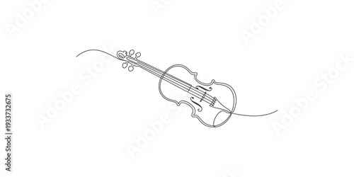 A minimalist line art illustration of a violin depicted on a clean white background