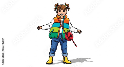 Young Girl Holding Red Balloon.