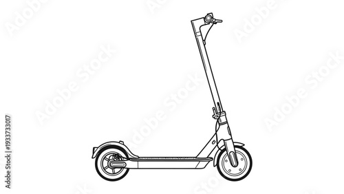 Electric Scooter Illustration: A sleek, modern electric scooter is captured in a minimalist line drawing, perfect for illustrating the future of urban mobility.