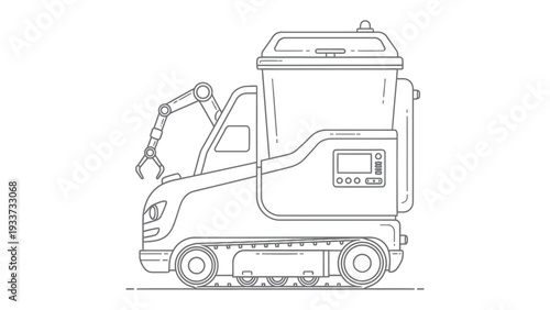 Robotic Waste Collector: A cutting-edge robotic waste collector, designed for efficient and automated waste disposal. The image showcases the future of waste management.