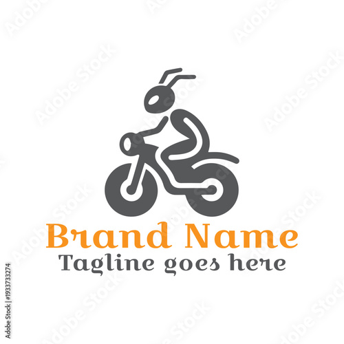 Bike Rider Ant Logo. Fully Vector File. CMYK color mode. Editable color. Easy to download.