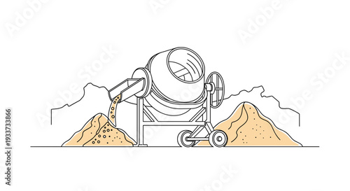 Cement Mixer Truck Pouring Concrete on Construction Site.